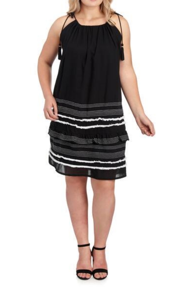 For The Republic + Size Ruffle Fringe Halter Dress